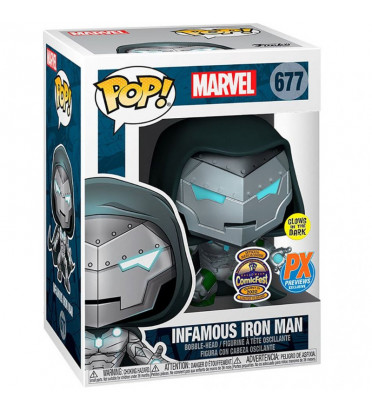 INFAMOUS IRON MAN / MARVEL / FIGURINE FUNKO POP / EXCLUSIVE PX PREVIEW / GITD