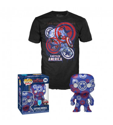 T-SHIRT M AVEC POP CAPTAIN AMERICA / CAPTAIN AMERICA CIVIL WAR / FIGURINE FUNKO POP / EXCLUSIVE SPECIAL EDITION