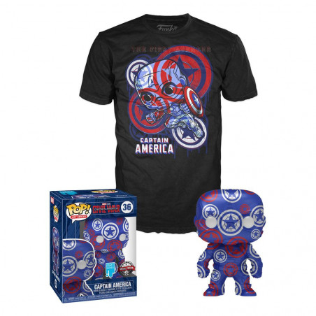 T-SHIRT M AVEC POP CAPTAIN AMERICA / CAPTAIN AMERICA CIVIL WAR / FIGURINE FUNKO POP / EXCLUSIVE SPECIAL EDITION