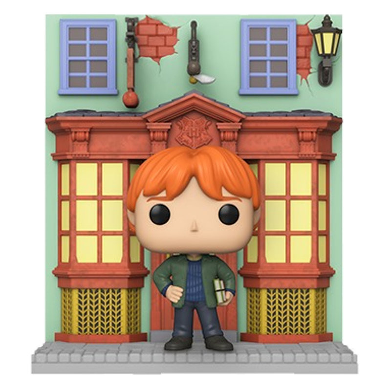 HARRY POTTER DIAGON ALLEY QUIDDITCH SUPPLIES STORE WITH RON / HARRY POTTER / FIGURINE FUNKO POP / EXCLUSIVE SPECIAL EDITION