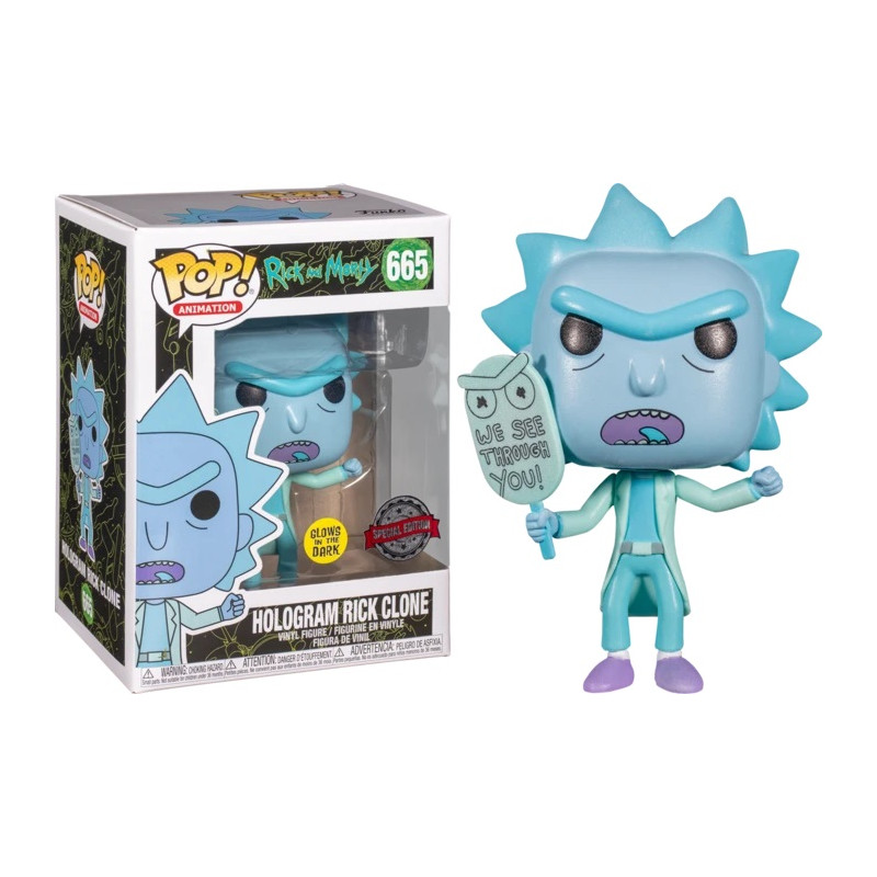 HOLOGRAM RICK CLONE / RICK ET MORTY / FIGURINE FUNKO POP / EXCLUSIVE SPECIAL EDITION / GITD