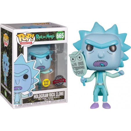 HOLOGRAM RICK CLONE / RICK ET MORTY / FIGURINE FUNKO POP / EXCLUSIVE SPECIAL EDITION / GITD