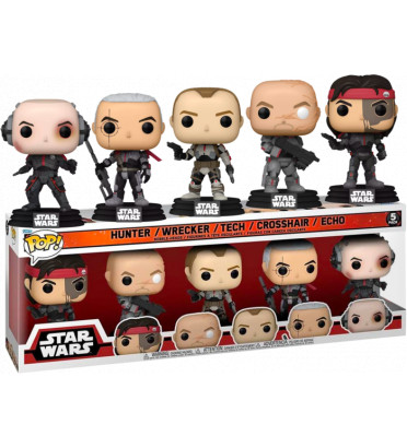 5 PACK HUNTER,WRECKER,TECH,CROSSHAIR,ECHO / STAR WARS BAD WATCH / FIGURINE FUNKO POP