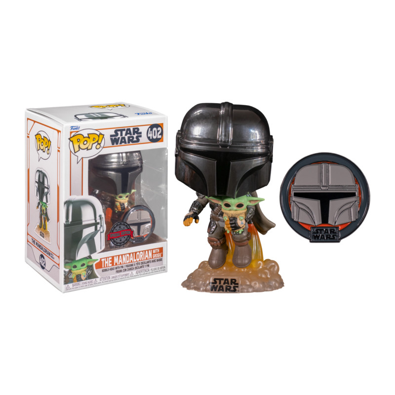 THE MANDALORIAN WITH GROGU WITH ENAMEL PIN / STAR WARS THE MANDALORIAN / FIGURINE FUNKO POP / EXCLUSIVE SPECIAL EDITION