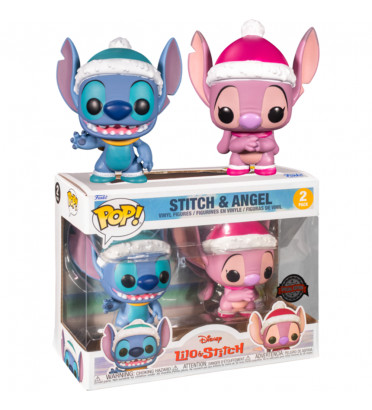 2 PACK WINTER STITCH ET ANGEL / LILO ET STITCH / FIGURINE FUNKO POP / EXCLUSIVE SPECIAL EDITION