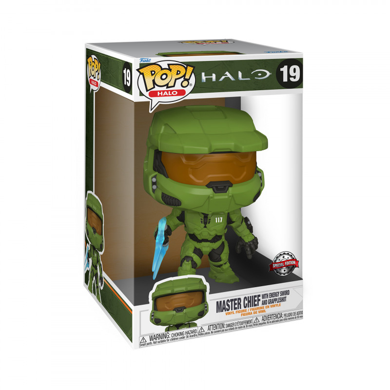 MASTER CHIEF WITH ENERGY SWORD AND GRAPPLESHOT SUPER OVERSIZED / HALO / FIGURINE FUNKO POP / EXCLUSIVE SPECIAL EDITION