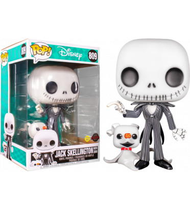 JACK SKELLINGTON WITH ZERO SUPER OVERSIZED / LETRANGE NOEL DE MR JACK / FIGURINE FUNKO POP / EXCLUSIVE SPECIAL EDITION / GITD