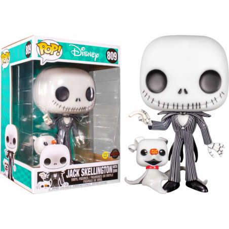 JACK SKELLINGTON WITH ZERO SUPER OVERSIZED / L'ETRANGE NOEL DE MR JACK / FIGURINE FUNKO POP / EXCLUSIVE SPECIAL EDITION / GITD