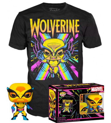 T-SHIRT M AVEC POP WOLVERINE / BLACKLIGHT / FIGURINE FUNKO POP