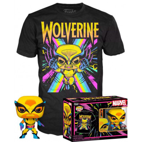 T-SHIRT M AVEC POP WOLVERINE / BLACKLIGHT / FIGURINE FUNKO POP