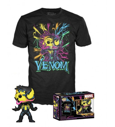 T-SHIRT L AVEC POP EDDIE BROCK / BLACKLIGHT / FIGURINE FUNKO POP