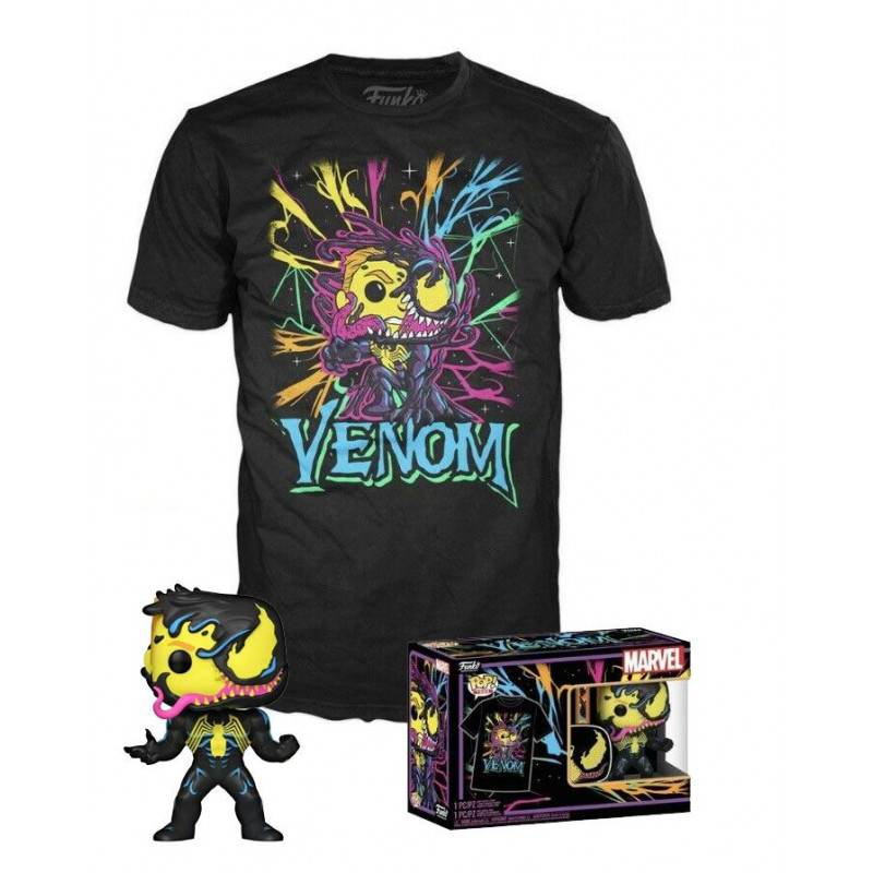 T-SHIRT L AVEC POP EDDIE BROCK / BLACKLIGHT / FIGURINE FUNKO POP