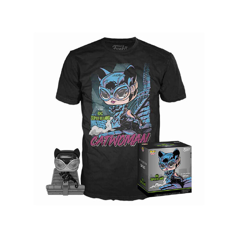 T-SHIRT L AVEC POP CATWOMAN JIM LEE / DC SUPER VILLAINS / FIGURINE FUNKO POP