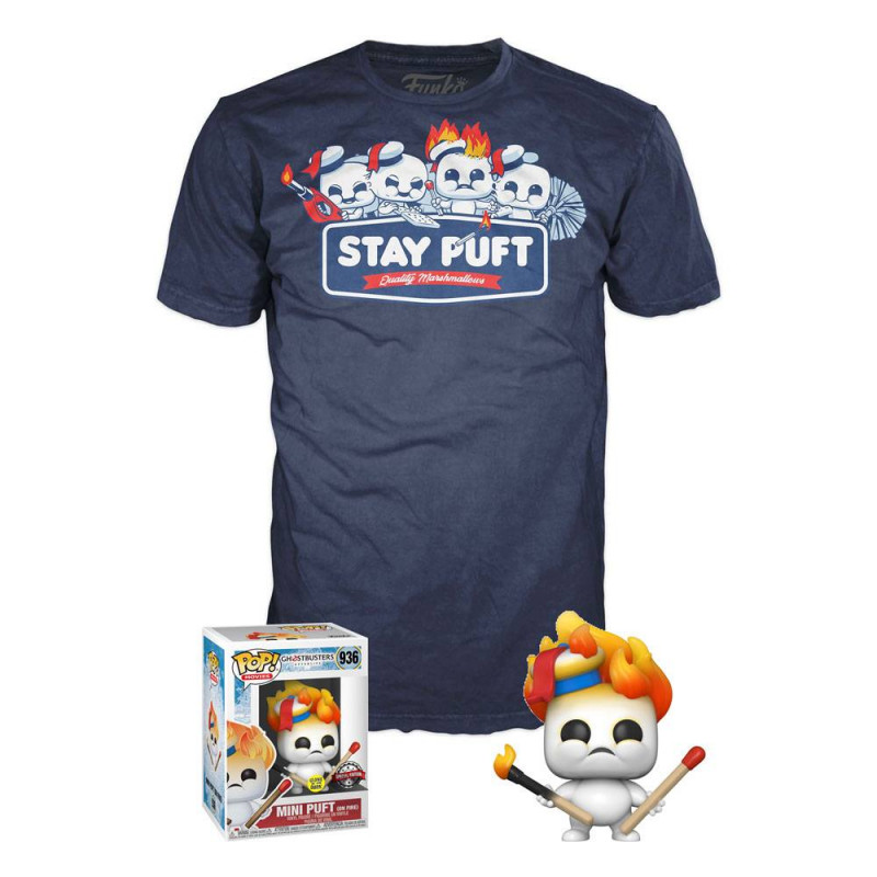 T-SHIRT M AVEC POP MINI PUFT / GHOSTBUSTERS AFTERLIFE / FIGURINE FUNKO POP