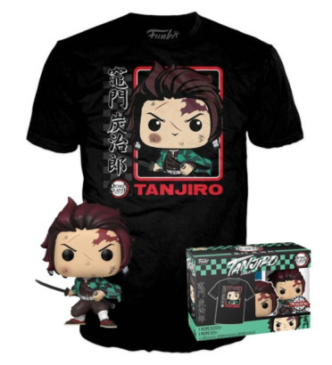 T-SHIRT L AVEC POP TANJIRO KAMADO / DEMON SLAYER / FIGURINE FUNKO POP / EXCLUSIVE SPECIAL EDITION