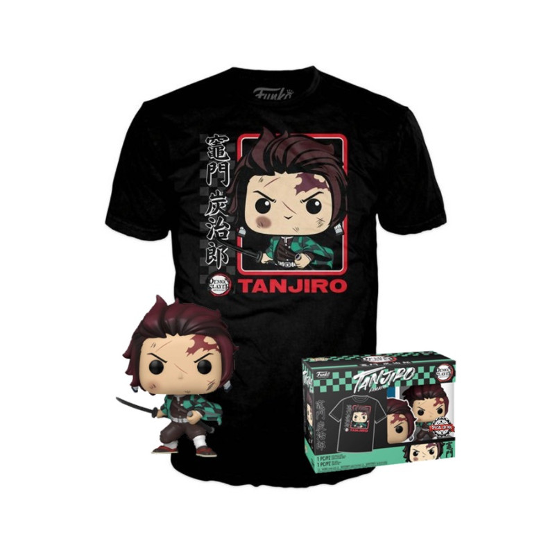 T-SHIRT L AVEC POP TANJIRO KAMADO / DEMON SLAYER / FIGURINE FUNKO POP / EXCLUSIVE SPECIAL EDITION