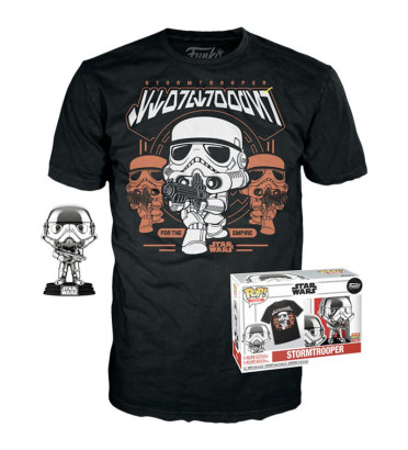 T-SHIRT S AVEC POP STORMTROOPER CHROME / STAR WARS / FIGURINE FUNKO POP