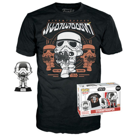 T-SHIRT S AVEC POP STORMTROOPER CHROME / STAR WARS / FIGURINE FUNKO POP