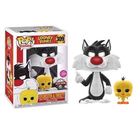 SYLVESTER AND TWEETY / LOONEY TUNES / FIGURINE FUNKO POP / FLOCKED