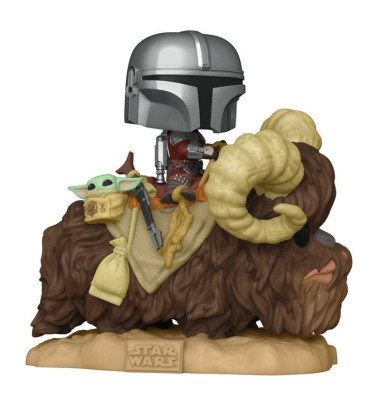 THE MANDALORIAN AND THE CHILD ON BANTHA / STAR WARS THE MANDALORIAN / FIGURINE FUNKO POP