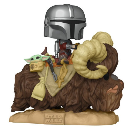 THE MANDALORIAN AND THE CHILD ON BANTHA / STAR WARS THE MANDALORIAN / FIGURINE FUNKO POP