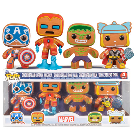 4 PACK HOLIDAY GINGERBREAD / MARVEL / FIGURINE FUNKO POP / EXCLUSIVE SPECIAL EDITION / GITD