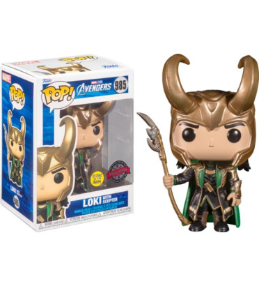 LOKI WITH SCEPTER / AVENGERS / FIGURINE FUNKO POP / EXCLUSIVE SPECIAL EDITION / GITD