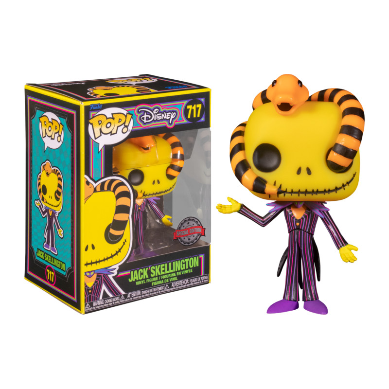 JACK SKELLINGTON WITH SNAKE BLACKLIGHT / L'ETRANGE NOEL DE MR JACK / FIGURINE FUNKO POP / EXCLUSIVE SPECIAL EDITION