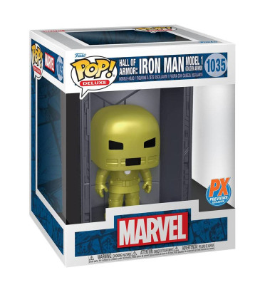 HALL OF ARMOR IRON MAN MODEL 1 GOLDEN ARMOR OVERSIZED / MARVEL / FIGURINE FUNKO POP / EXCLUSIVE PX PREVIEW
