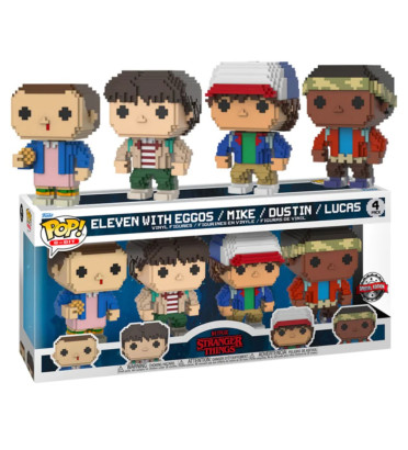 4 PACK ELEVEN,MIKE,DUSTIN, LUCAS 8 BITS / STRANGER THINGS / FIGURINE FUNKO POP / EXCLUSIVE SPECIAL EDITION