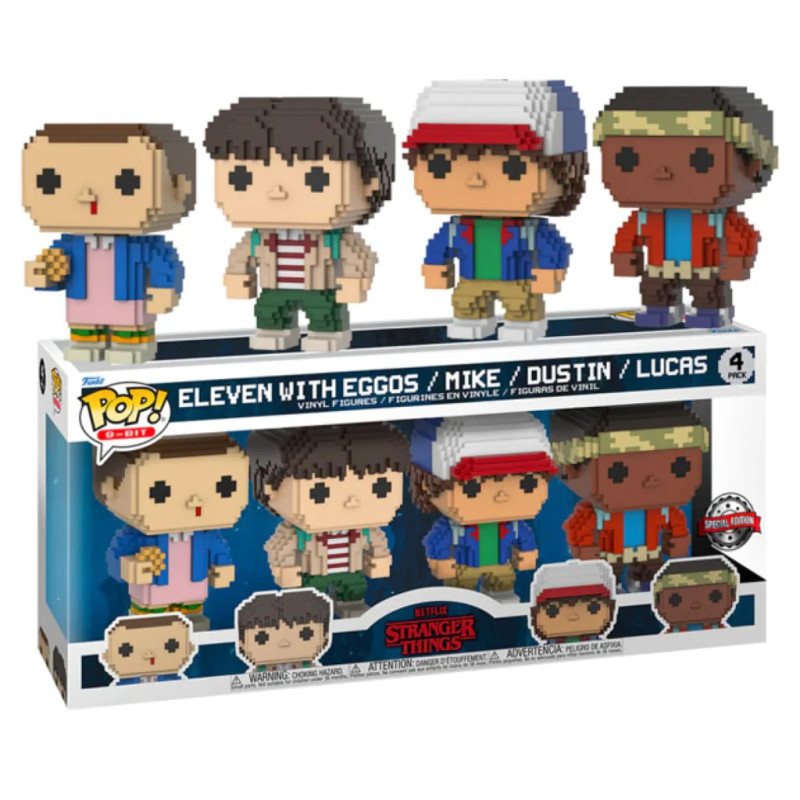 4 PACK ELEVEN,MIKE,DUSTIN, LUCAS 8 BITS / STRANGER THINGS / FIGURINE FUNKO POP / EXCLUSIVE SPECIAL EDITION