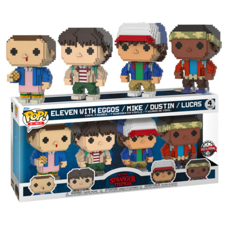 4 PACK ELEVEN,MIKE,DUSTIN, LUCAS 8 BITS / STRANGER THINGS / FIGURINE FUNKO POP / EXCLUSIVE SPECIAL EDITION
