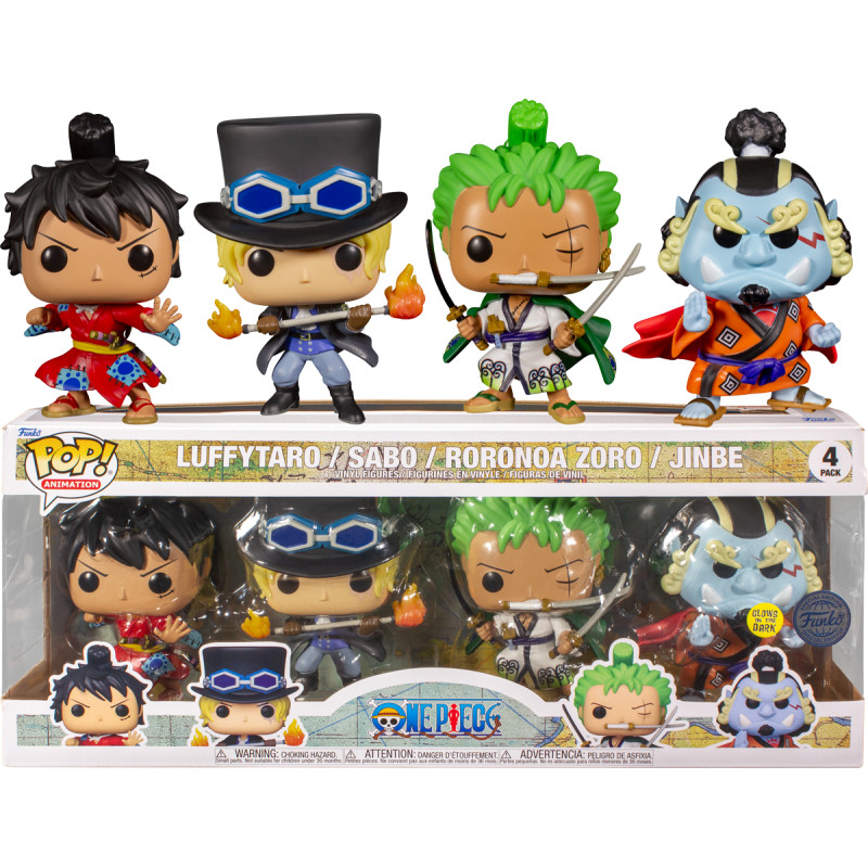 Pack De 4 Figurines One Pice / One Piece / Funko Pop Animation / Exclusive  / Gitd