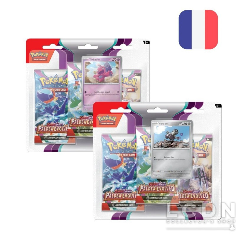 PRECO PACK DE 3 BOOSTER MODELE ALEATOIRE ECARLATE ET VIOLET EV02 EVOLUTIONS A PALDEA / CARTE POKEMON VF