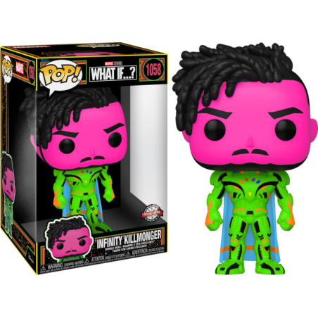 INFINITY KILLMONGER BLACKLIGHT SUPER OVERSIZED / MARVEL WHAT IF / FIGURINE FUNKO POP / EXCLUSIVE SPECIAL EDITION