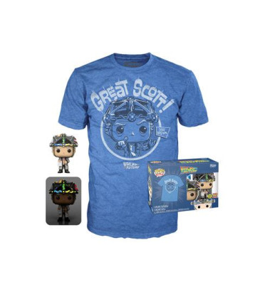 T-SHIRT L AVEC POP DOC WITH HELMET / RETOUR VERS LE FUTUR / FIGURINE FUNKO POP