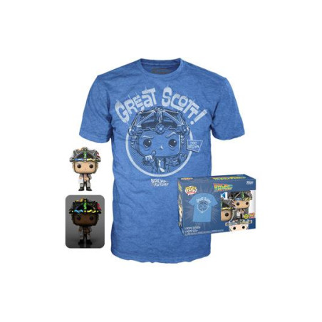 T-SHIRT L AVEC POP DOC WITH HELMET / RETOUR VERS LE FUTUR / FIGURINE FUNKO POP