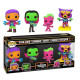 4 PACK STAR LORD,GAMORA,GROOT,ROCKET / BLACKLIGHT / FIGURINE FUNKO POP / EXCLUSIVE SPECIAL EDITION