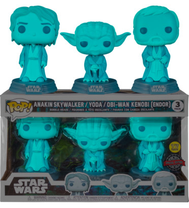 3 PACK ANAKIN,YODA,OBI-WAN / STAR WARS / FIGURINE FUNKO POP / EXCLUSIVE SPECIAL EDITION / GITD