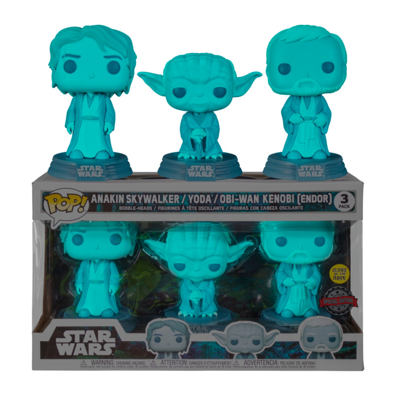 3 PACK ANAKIN,YODA,OBI-WAN / STAR WARS / FIGURINE FUNKO POP / EXCLUSIVE SPECIAL EDITION / GITD