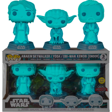 3 PACK ANAKIN,YODA,OBI-WAN / STAR WARS / FIGURINE FUNKO POP / EXCLUSIVE SPECIAL EDITION / GITD