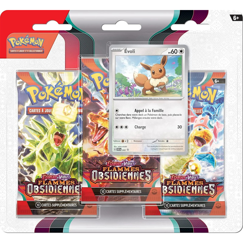 PACK DE 3 BOOSTER MODELE ALEATOIRE ECARLATE ET VIOLET FLAMMES OBSIDIENNES EV03 / CARTE POKEMON VF