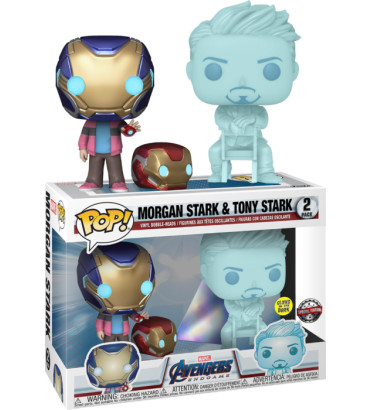 2 PACK MORGAN STARK ET TONY STARK / AVENGERS ENDGAME / FIGURINE FUNKO POP / EXCLUSIVE SPECIAL EDITION / GITD