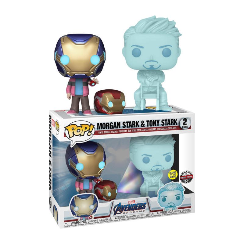 2 PACK MORGAN STARK ET TONY STARK / AVENGERS ENDGAME / FIGURINE FUNKO POP / EXCLUSIVE SPECIAL EDITION / GITD