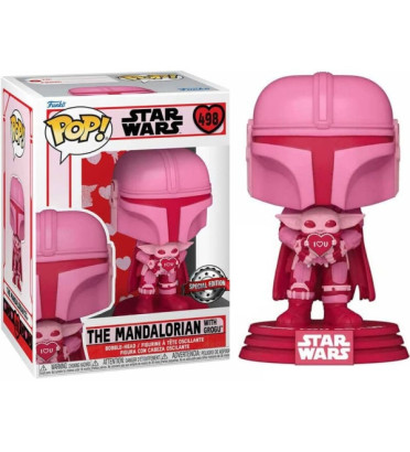 THE MANDALORIAN WITH GROGU SAINT VALENTIN / STAR WARS / FIGURINE FUNKO POP / EXCLUSIVE SPECIAL EDITION