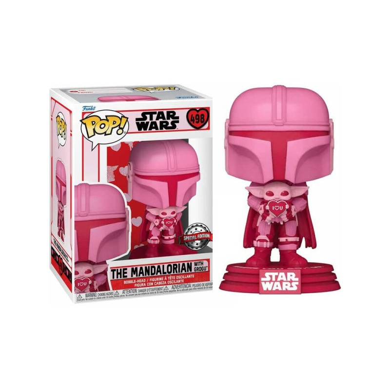 THE MANDALORIAN WITH GROGU SAINT VALENTIN / STAR WARS / FIGURINE FUNKO POP / EXCLUSIVE SPECIAL EDITION