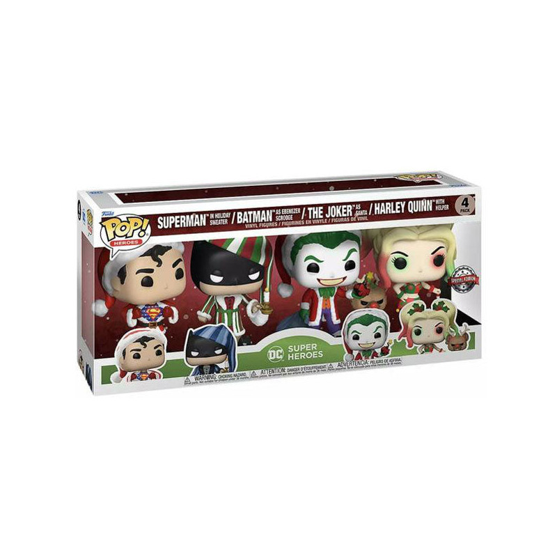 4 PACK DC HOLIDAYS / SUPER HEROES / FIGURINE FUNKO POP / EXCLUSIVE SPECIAL EDITION