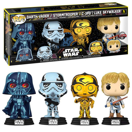 4 PACK RETRO SERIES STAR WARS / STAR WARS / FIGURINE FUNKO POP / EXCLUSIVE SPECIAL EDITION