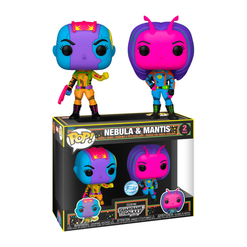 2 PACK NEBULA ET MANTIS BLACKLIGHT / LES GARDIENS DE LA GALAXIE / FIGURINE FUNKO POP / EXCLUSIVE SPECIAL EDITION