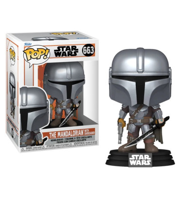 THE MANDALORIAN WITH DARKSABER / STAR WARS THE MANDALORIAN / FIGURINE FUNKO POP